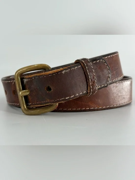 Vintage Brown Leather Belt 36