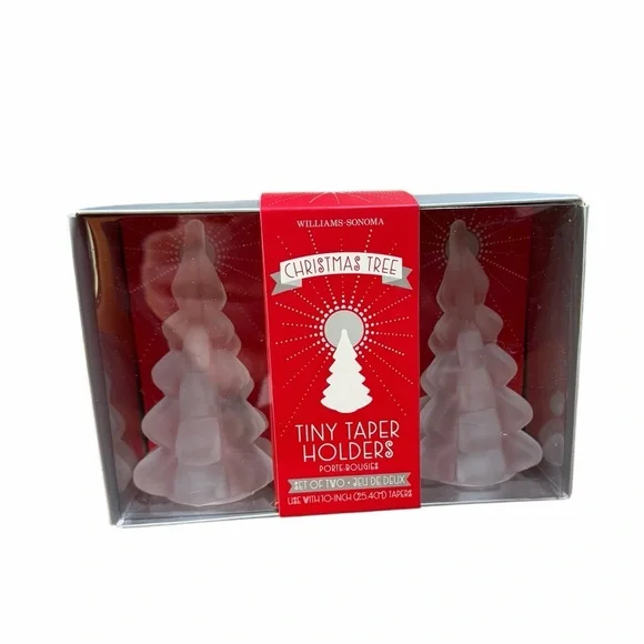 William Sonoma Glass Tree Taper Candle Holders