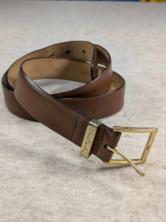 Pierre Cardin Brown Leather Belt Cowhide 47 Inches Good Condition