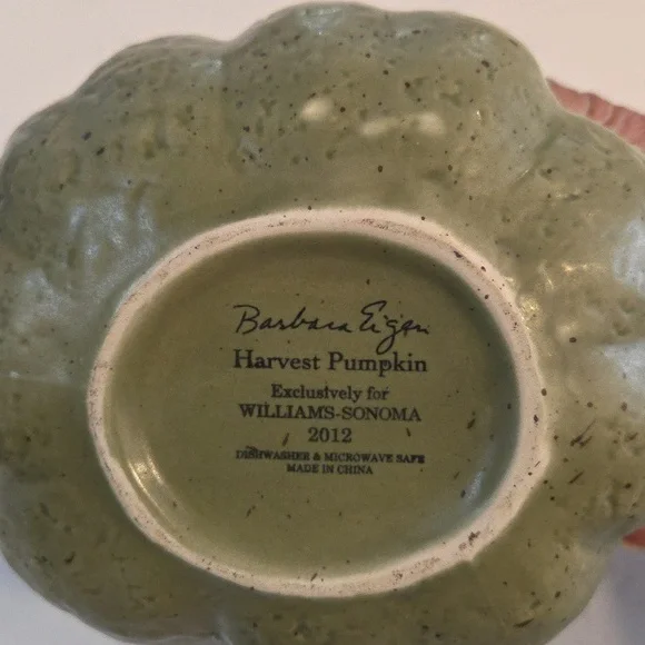 Williams Sonoma Barbara Eigen Green and Yellow Ceramic Gravy Dish