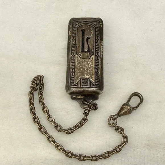 Vintage Hickok Beltogram Watch Chain Fob Silver Tone