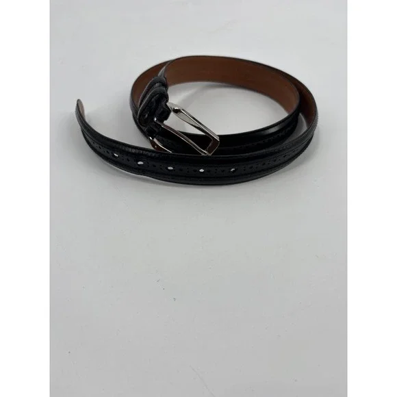 Allen Edmonds Mens Black Italian Calfskin Brogue Leather Dress Belt 40 100 36301