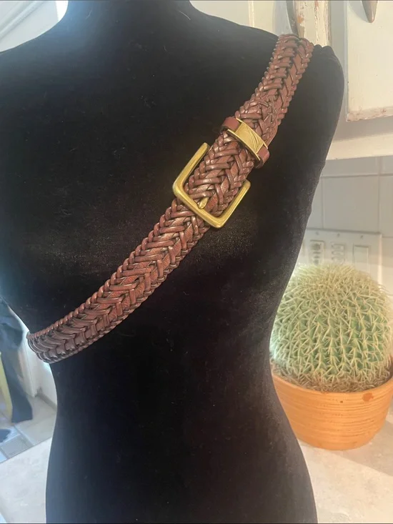 Nautica Brown Leather Belt With Solid Brass Buckle