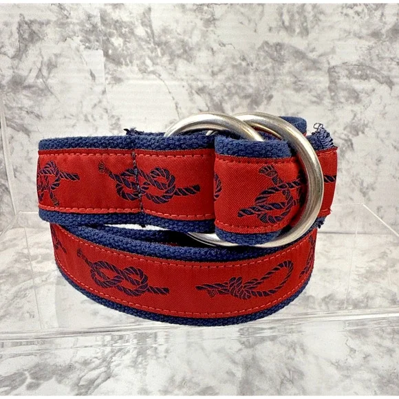 Polo Ralph Lauren Vintage O Ring Nautical‎ Knots Sailing Blet One Size Red Navy