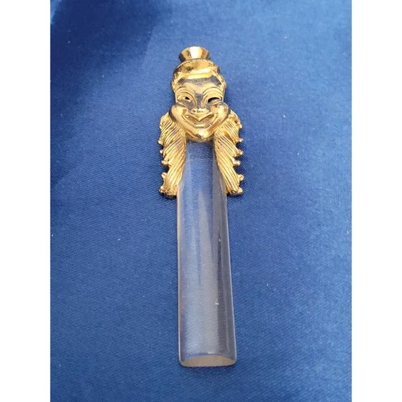 Vintage Florenza Rotary Telephone Dialer Goldtone Clown Face Lucite