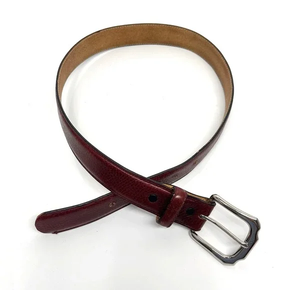 Vintage 1992 Tony Lama Leather Belt 38 Model 7609L Burgundy Silver Buckle READ