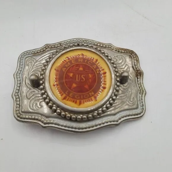 Vintage American Legion Red Seal Silver‎ Tone Belt Buckle