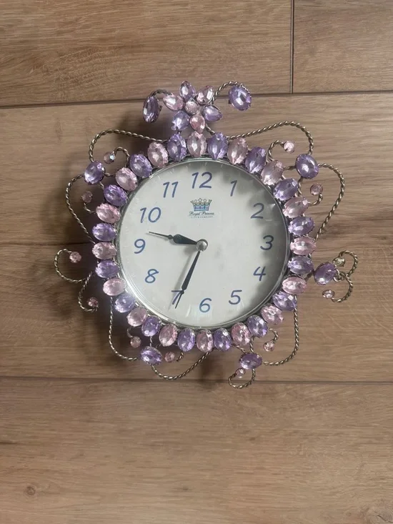 Crystal Accent Pink & Lavender Decorative Wall Clock