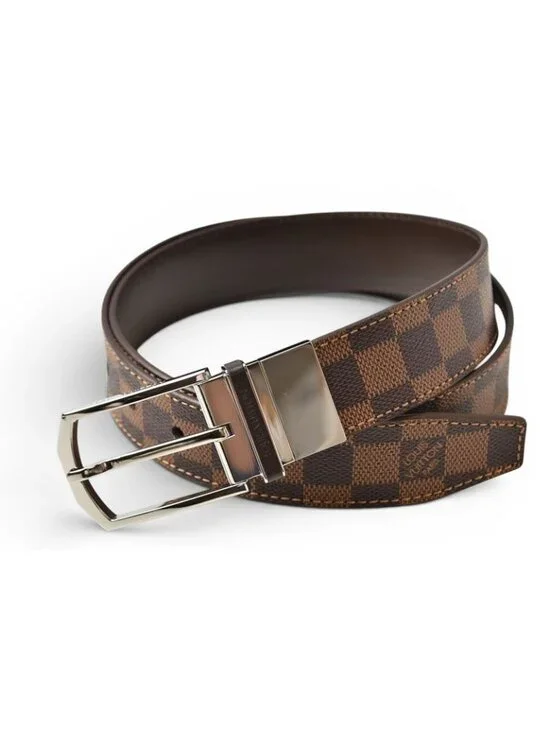 Louis Vuitton Belt Damier Reversible Leather Black Brown 90