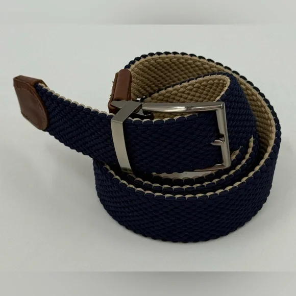 Tommy Bahama Reversible‎ Stretch Cord  Belt Navy Blue & Tan Men's L/XL NWOT