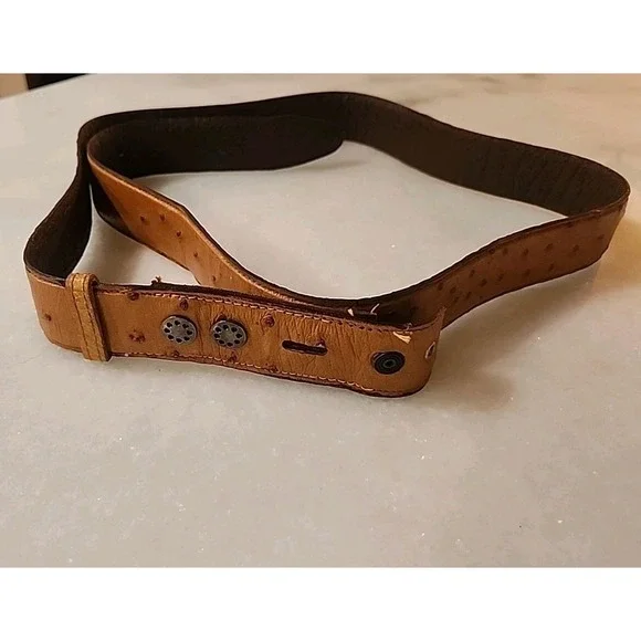 50-inch /1.5 in Genuine Ostrich Leather Belt Strap Tan Full‎ Quill New/Old Stock