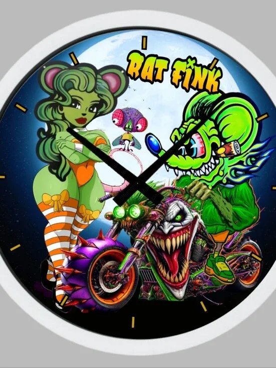 Rat Fink Neon Green Art Wall Clock - Home Wall Decor
