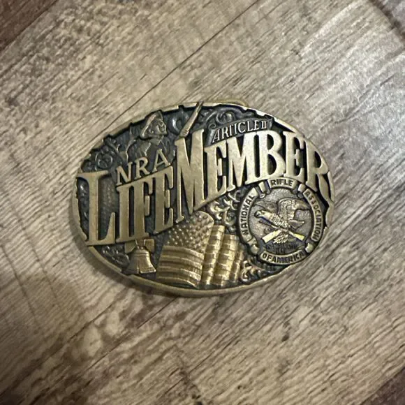 NRA National Rifle Association LIFE MEMBER 2nd Amendment NORMAN CO. Belt Buckle