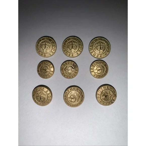 9 Brooks Brothers 346 Golden Fleece Metal Blazer Buttons Sheep Logo Front Sleeve