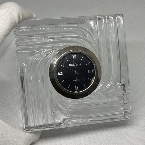 Marquis by Waterford Crystal Black Dial Clock Quartz – Running!