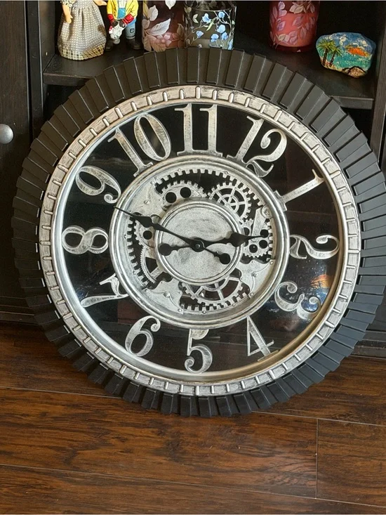 Steampunk Industrial Mechanical Oversized 24” diameter Wall Clock Vintage