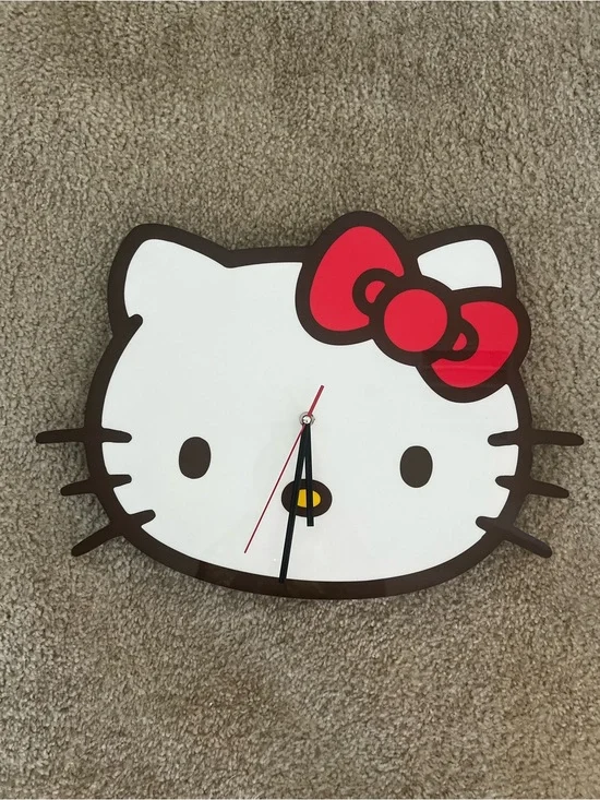Hello Kitty White Face Wall Clock with Red Bow