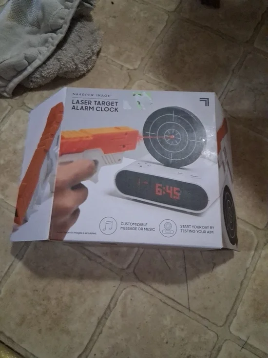Sharper Image Orange and White Laser Target Alarm Clock