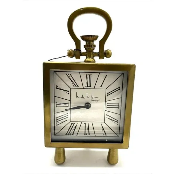 Nicole Miller Home Gold Retro table or mantle Clock 11”x6”