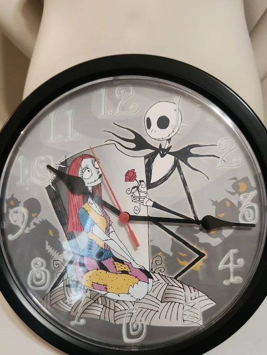 Nightmare-themed Black Wall Clock with Sally & Jack Artwork