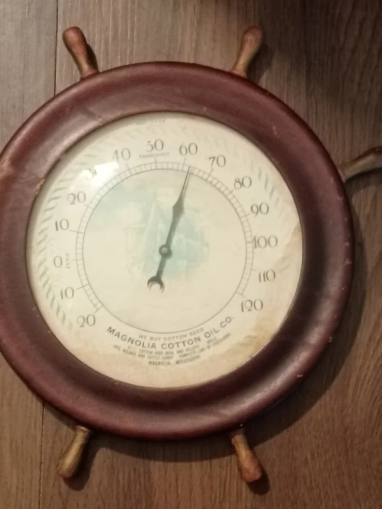 Vintage Brown Nautical Wall Thermometer
