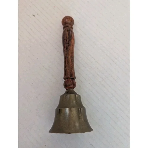 Vintage Brass Bell Wood Handle 7