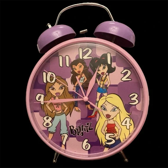 Livin Bratz Blazin Hot Battery Operated Pink Purple Oversized Alarm Clock