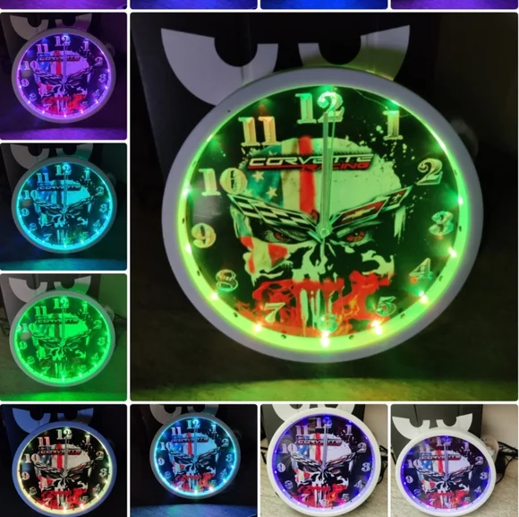 Punisher Corvette skull clock