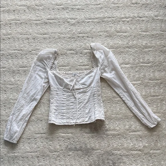 Reformation White Puff Sleeve Top reformation size 2
