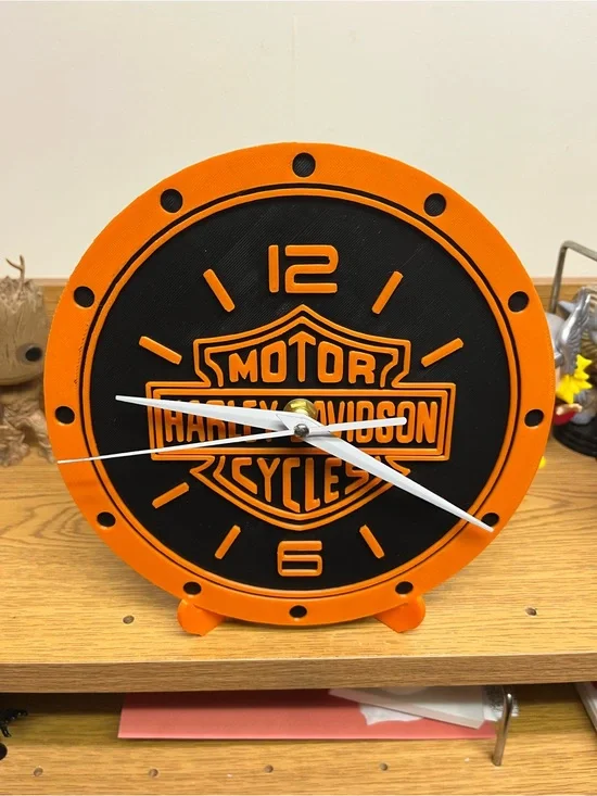 Harley-Davidson Orange and Black Shield Clock