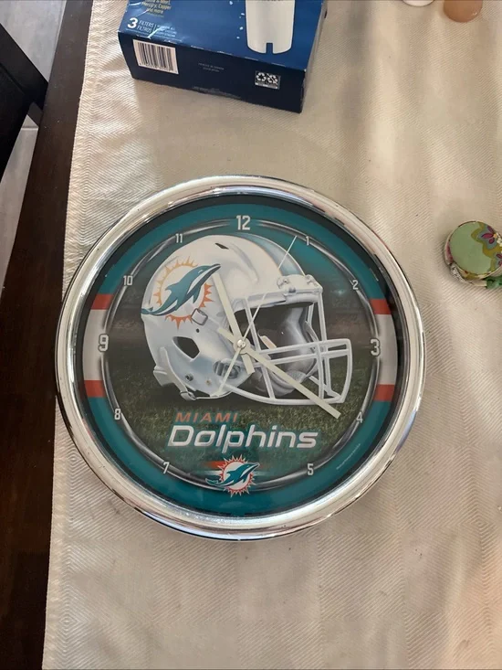 Wincraft Teal, White & Orange Miami Dolphins Wall Clock