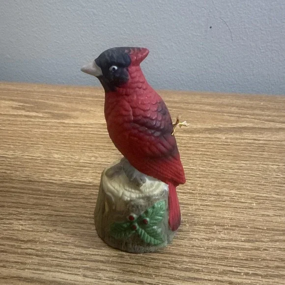 Vintage Jasco Feathered Friends‎ Red Cardinal Bird Ceramic Bell Figure