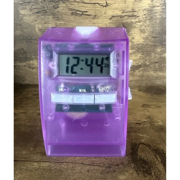 Vintage Purple See Through Pharmaceutical Desk Clock Tested And Working Clean