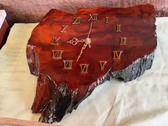 Handcrafted California Redwood Burl Live Edge Wall Clock