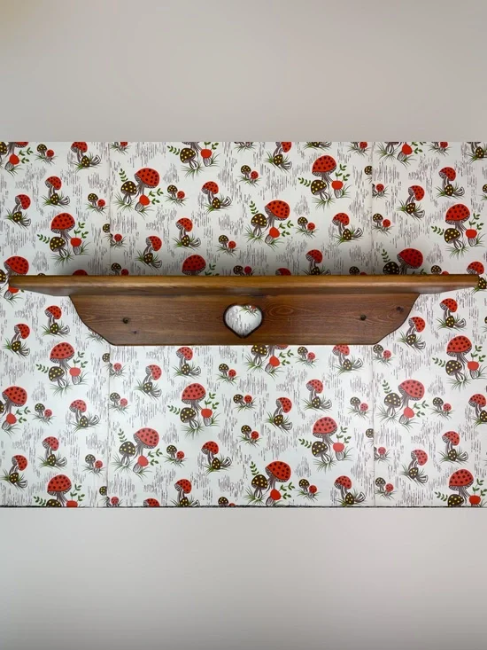 Vintage Wood Heart Shelf Wall Hanging Trinket Display