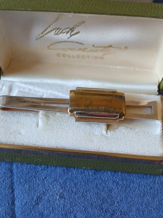 Men's Gold and Brown Tiger's Eye Tie Clip