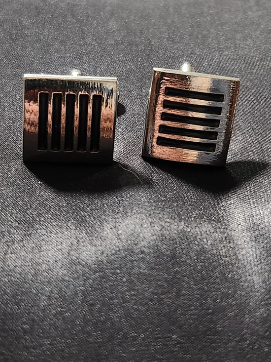 Silver Square Men's Cufflinks with Vent Detail