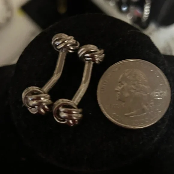 Silver Tone Knot Cufflinks Men’s Formal Business Wedding Groom