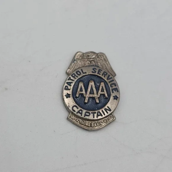 Vtg‎ AAA Patrol Service Captain Shield Silver Tone No Pin