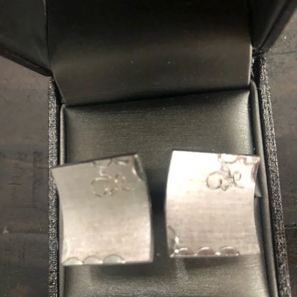 Sterling Silver Tone Square Cufflinks - Men's Accessories