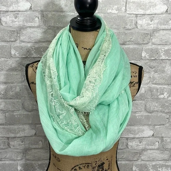 Betsey Johnson Green Lace Infinity Scarf