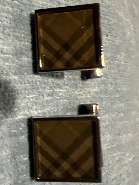 Men’s Burberry Black Plaid Glass Square Cufflinks