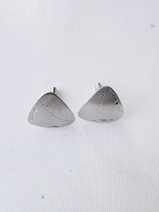 925 Sterling Silver Vintage Mid Century Modernist Mens Linier Cufflinks 6.7 Gram