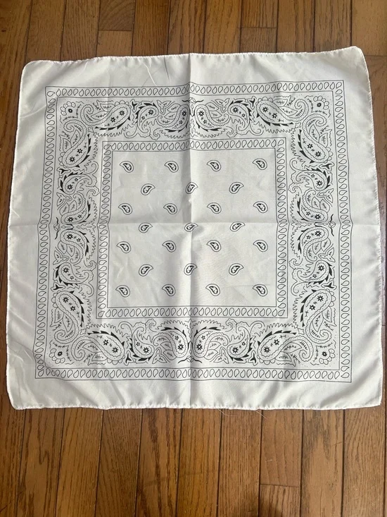 Black and White Paisley Bandana Silky Scarf - Brand New!