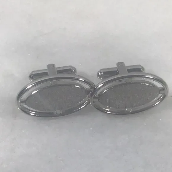 Vintage Hickok Silver Tone Oval Floating Center Cufflinks Mid-Century Modern MCM