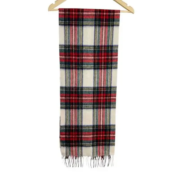 The Skye Croft Collection Long Lambswool Tartan Check Plaid Fringed Scarf