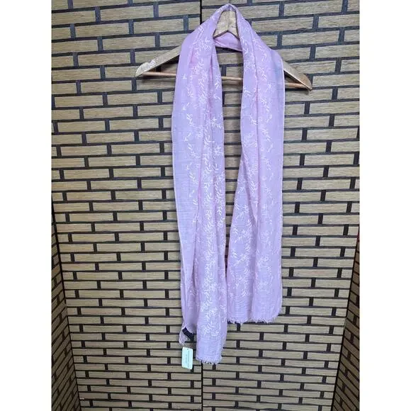 Christopher &‎ Banks Pink Floral Embroidered Scarf