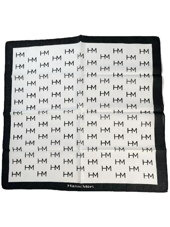 Vintage Hanae Mori HM Logo Cotton Handkerchief Scarf 16