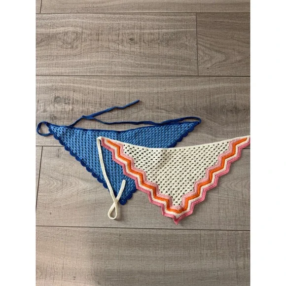 Handmade Crochet Triangle Head Scarf Bundle Boho Festival Cottagecore Y2K