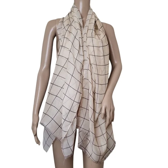 Rachel Pally Windowpane Cream Minimalist Scarf